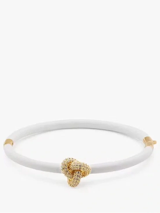 kate spade White and Gold Pave Knot Bangle - Picture 3 of 6
